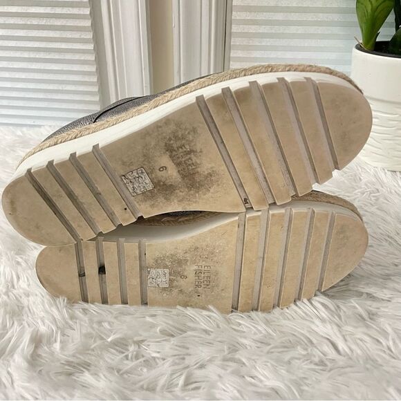 EILEEN FISHER Everly Derby Metallic Silver Leather Laceup Platform sneakers sz 6 - Picture 9 of 9